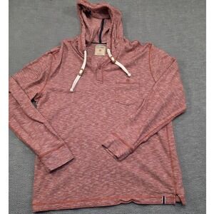 Ruff Hewn Mens Henley Hoodie Space Dye Terracotta Red Long Sleeve Size‎ L